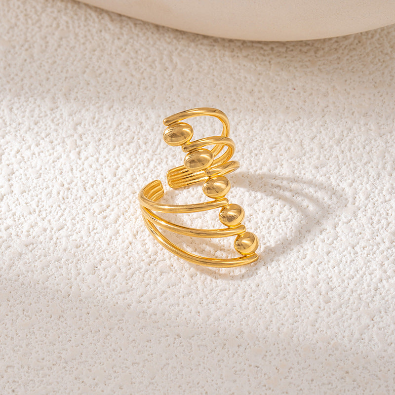 Fashionable Elegant Stainless Steel Leaf Female Style Hip Ring