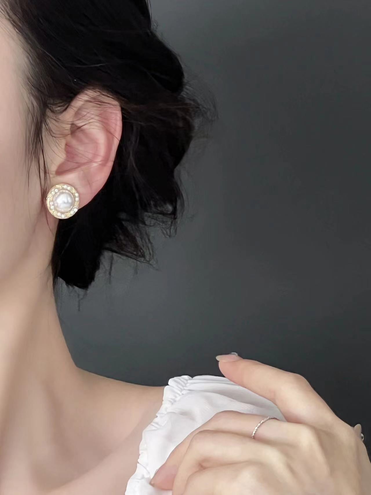 Boucles d'oreilles en perles d'argent pour femmes, Style élégant, tendance, romantique, français