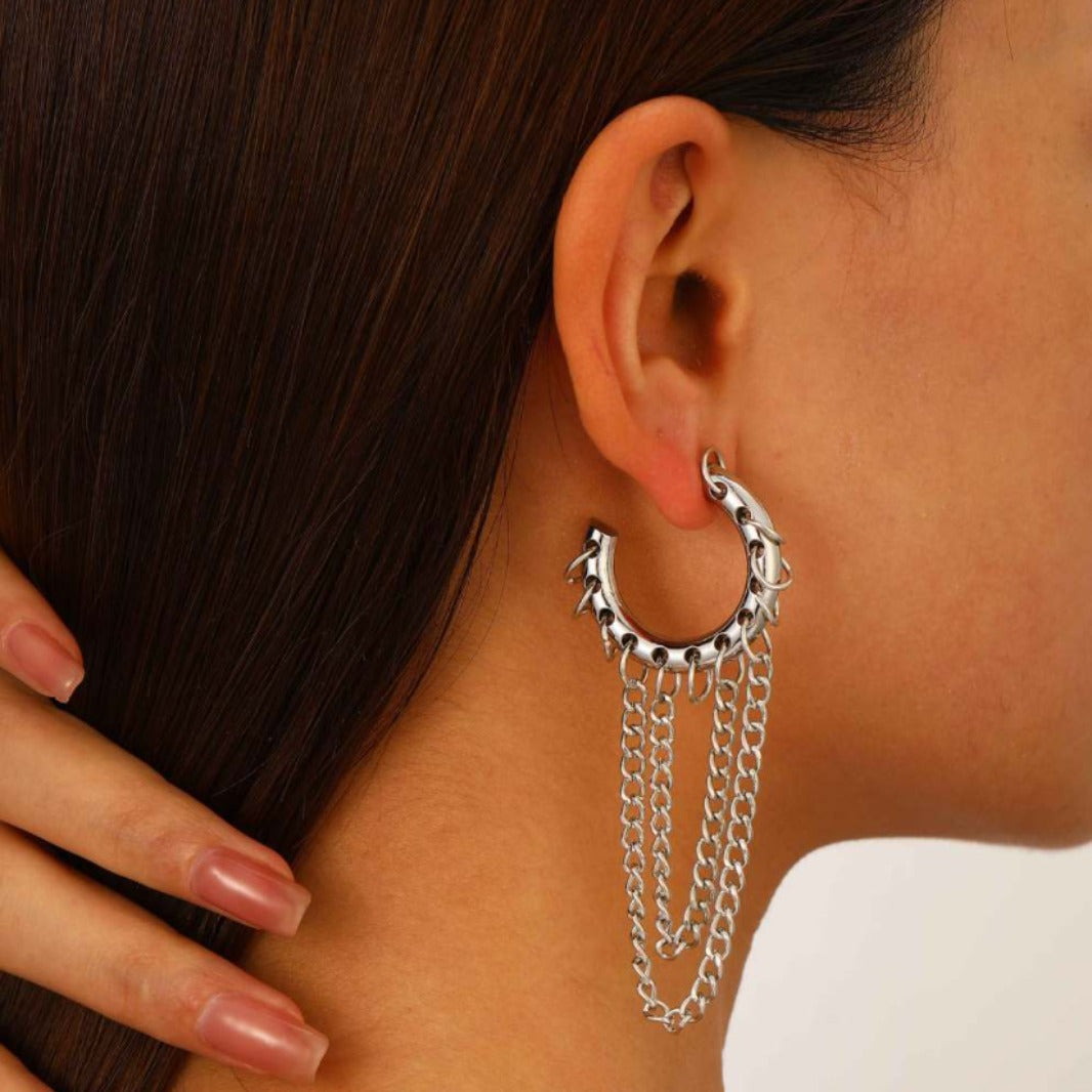 Women's Exaggerated Long Tassel Color Collision Design Ear Senior Versatile Rings