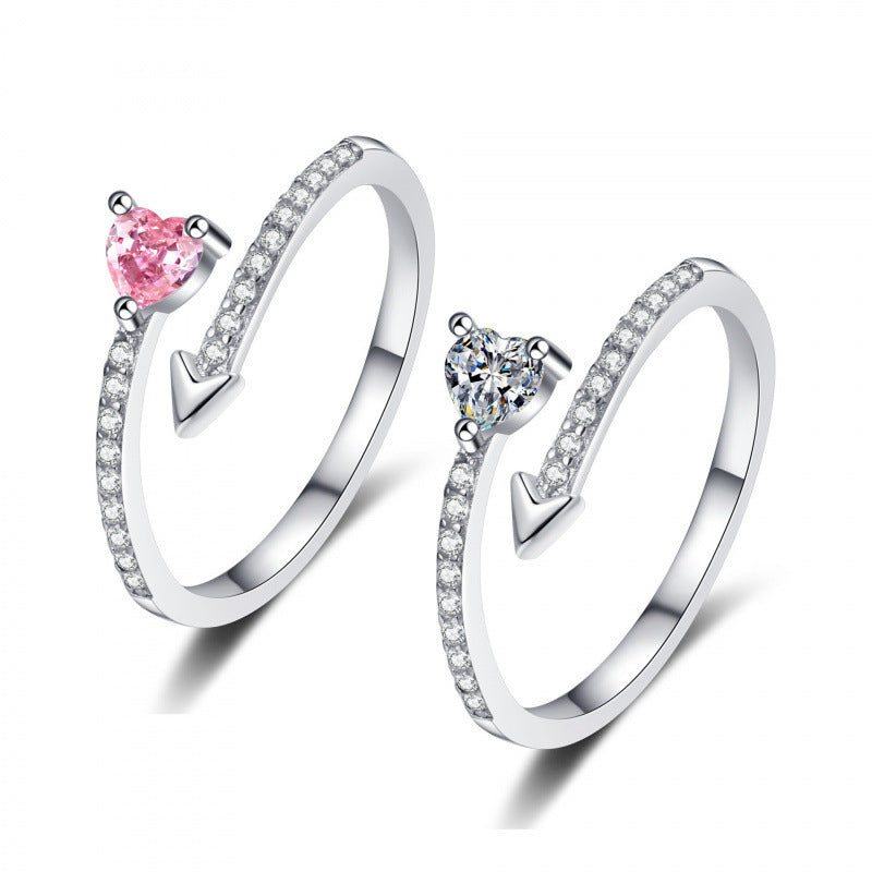 Heart Trendy Zircon Heart-piercing Couple Special Interest Light Luxury Advanced Ring