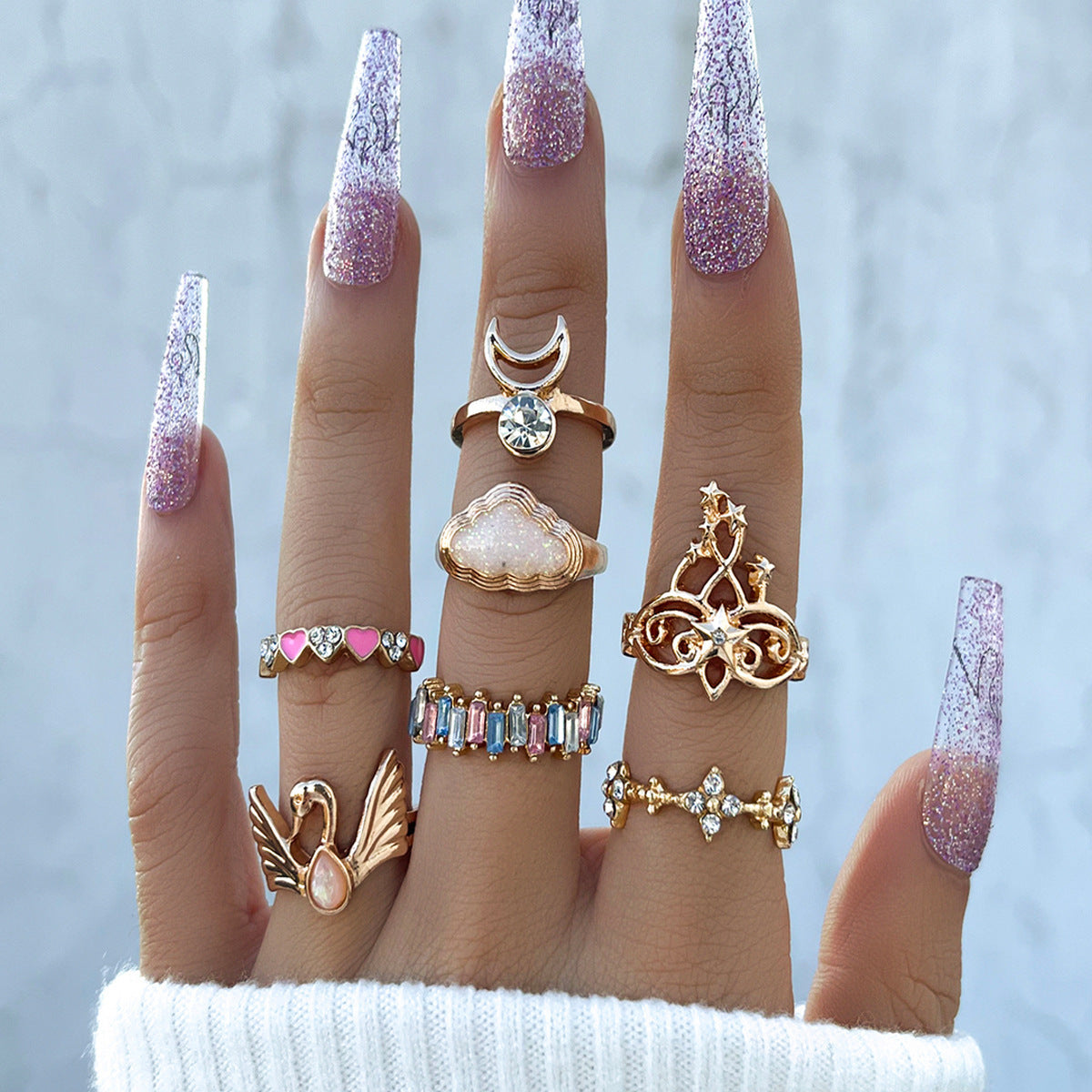 Clearance Vintage Creative Heart Hollow Butterfly Rings
