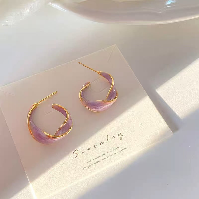 French Style Dripping Small Personalized Twisted Geometric Rings