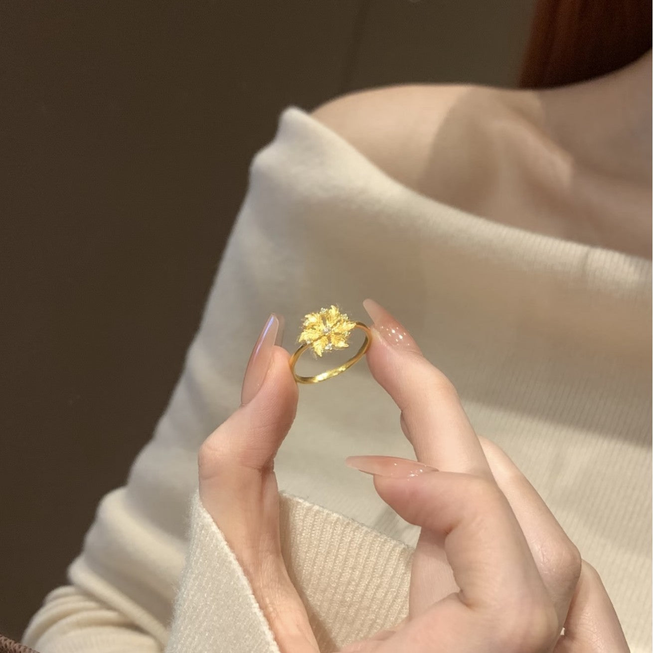 Flower Female Opening Adjustable Temperament Entry Ring