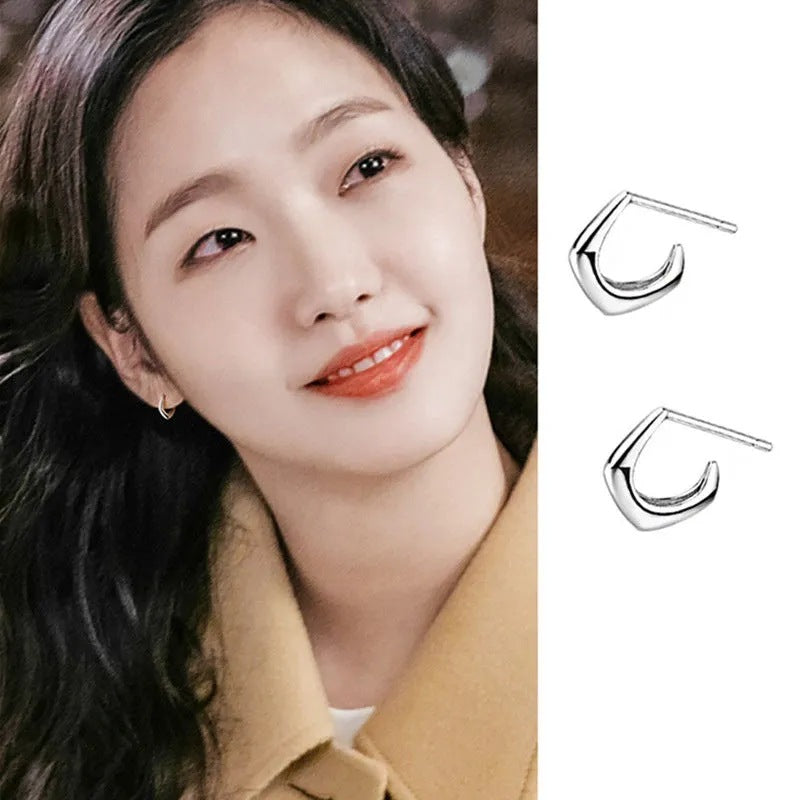 Gold High Sier Ear Clip Geometric Female Korean Earrings