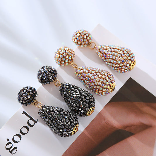 Fashion Style Colorful Crystals Super Flash Drop-shaped Earrings