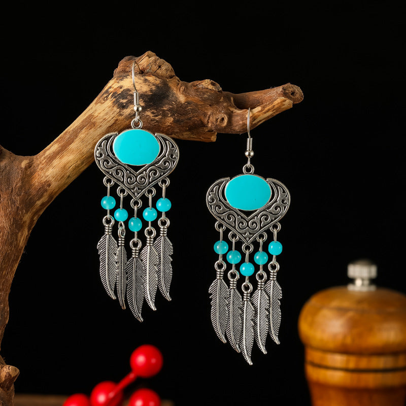 Turquoise Ethnic Style Retro Alloy Yunnan Rings