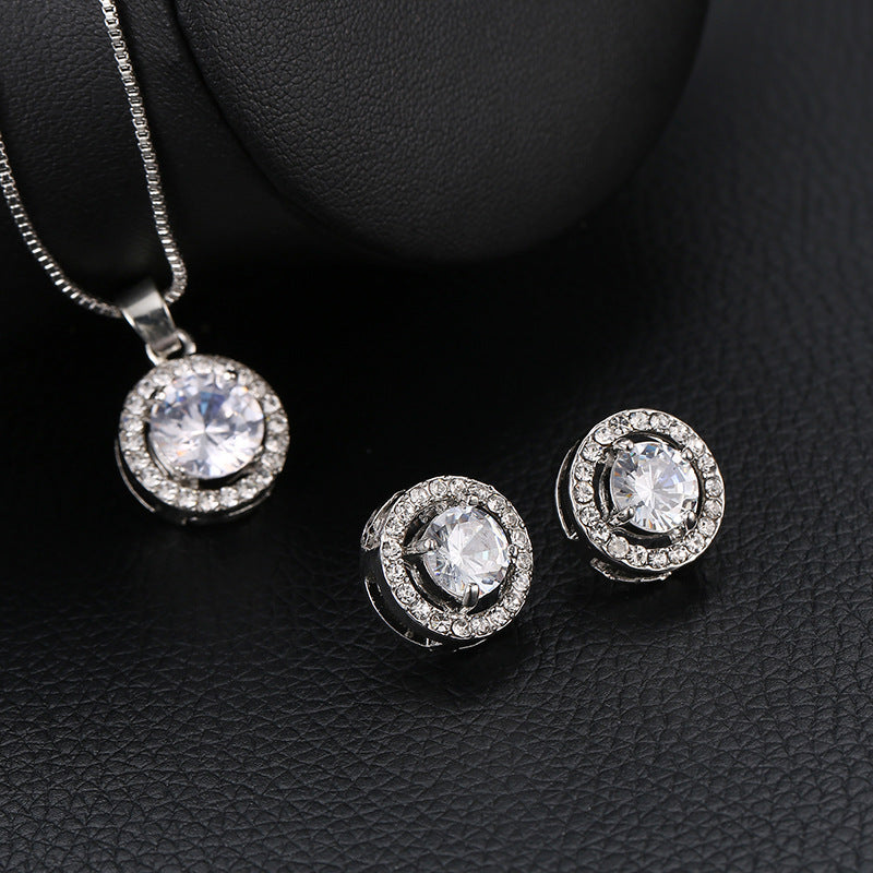 Fashion Temperament Bride Two-piece Round Diamond Rings