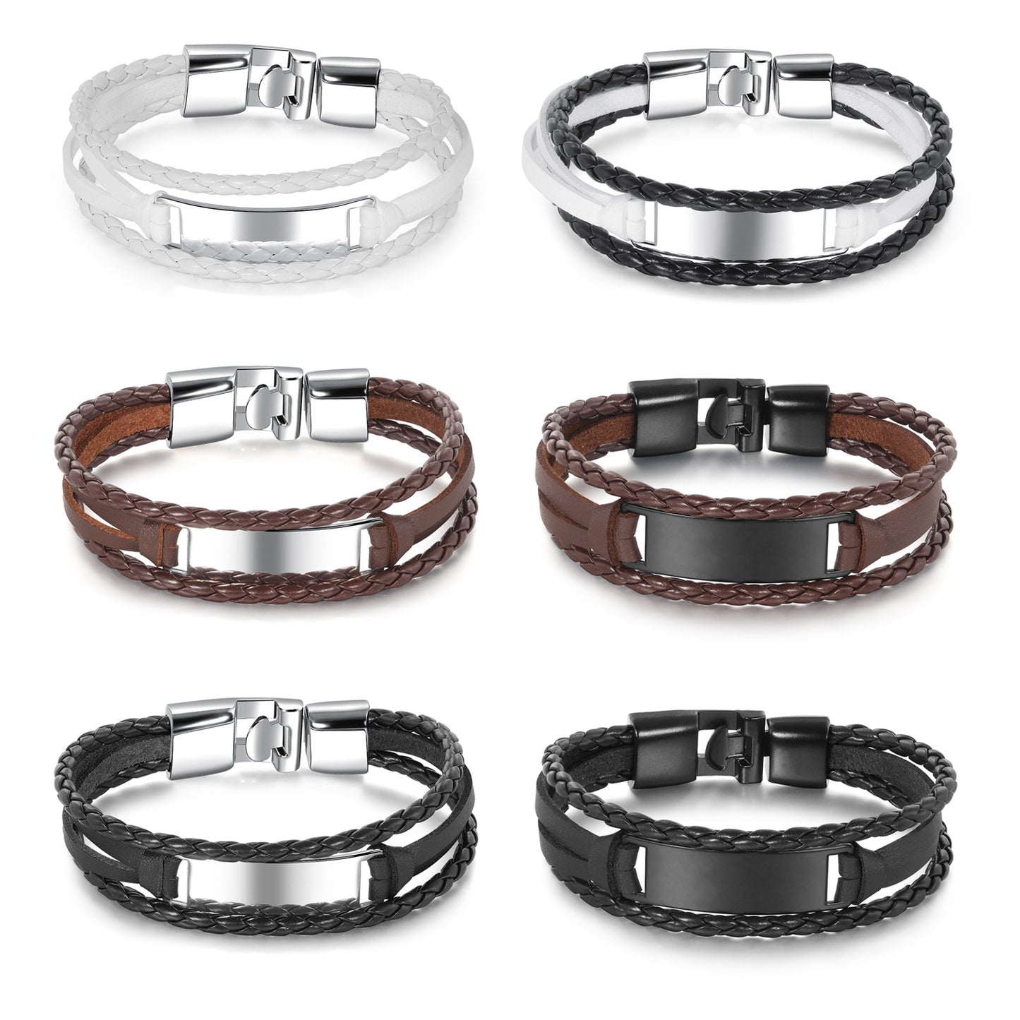 Bracelets de hanche de personnalité de bijoux en cuir tissé pour homme