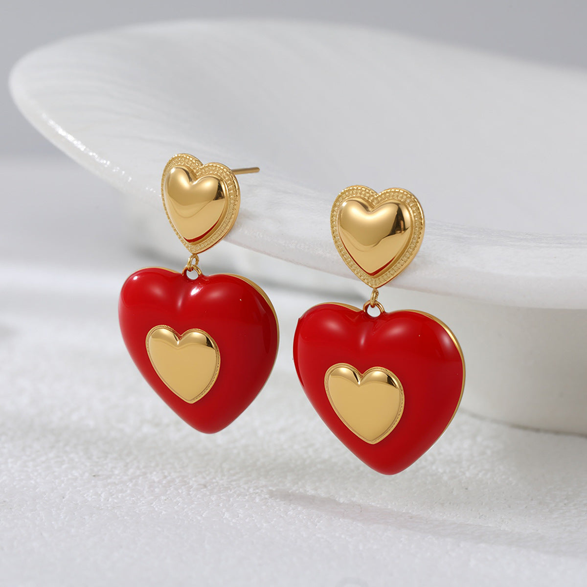Cool Red Dripping Oil Love Female Niche Jewelry Set