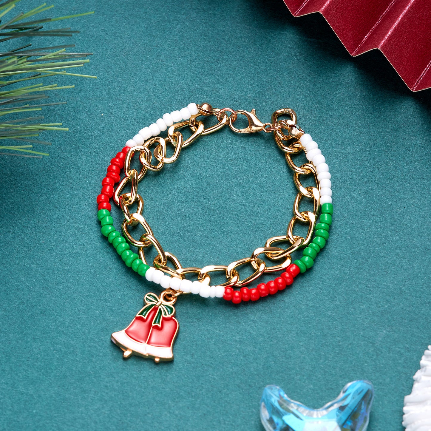 Christmas Holiday Snowman Beads Stringed Chain Bracelets