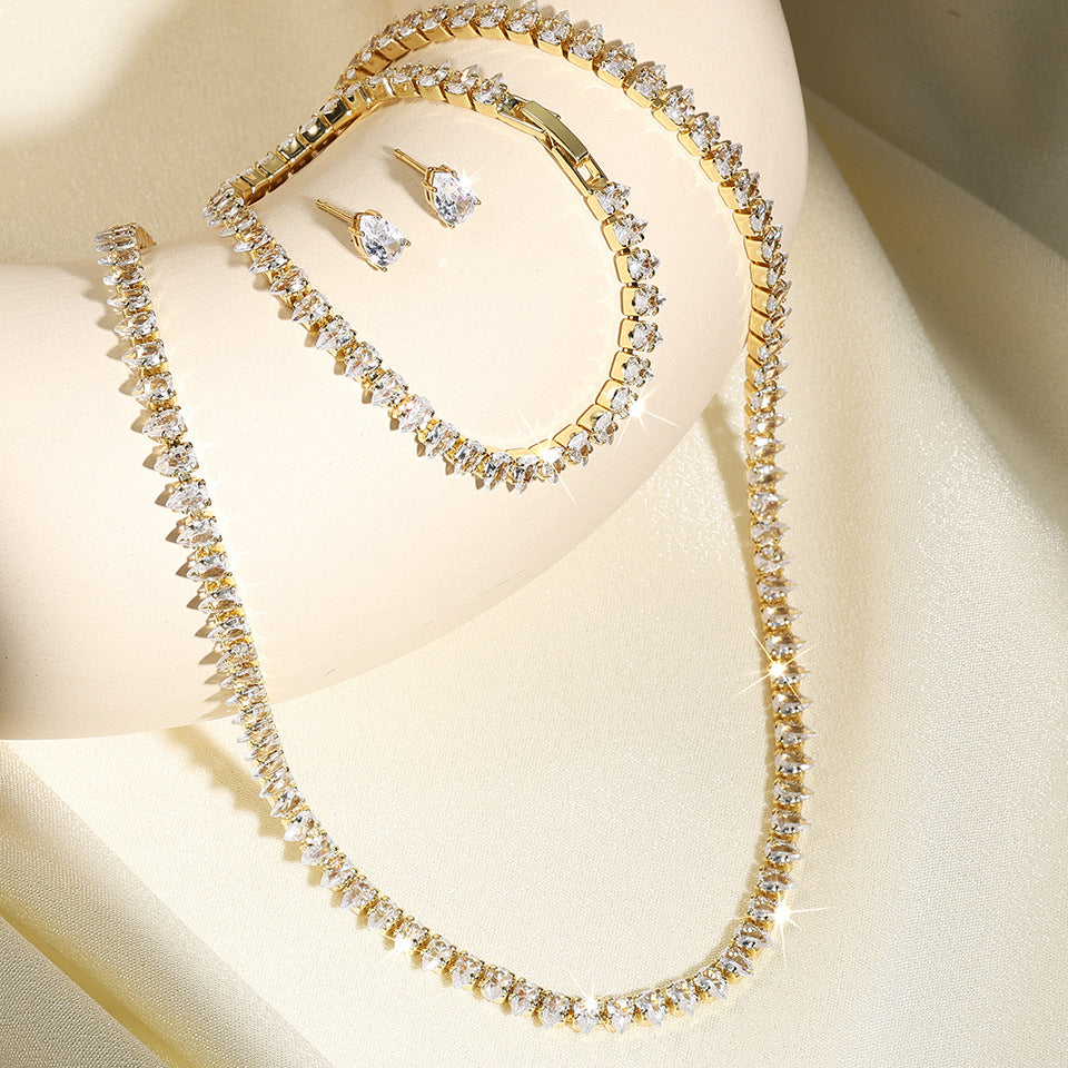 Simple Noble Zircon Bridal Elegant Outfit Jewelry Set