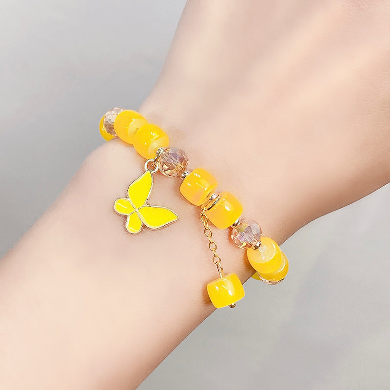 Bracelets de fleurs en cristal de dessin animé de princesse perlée pour enfants