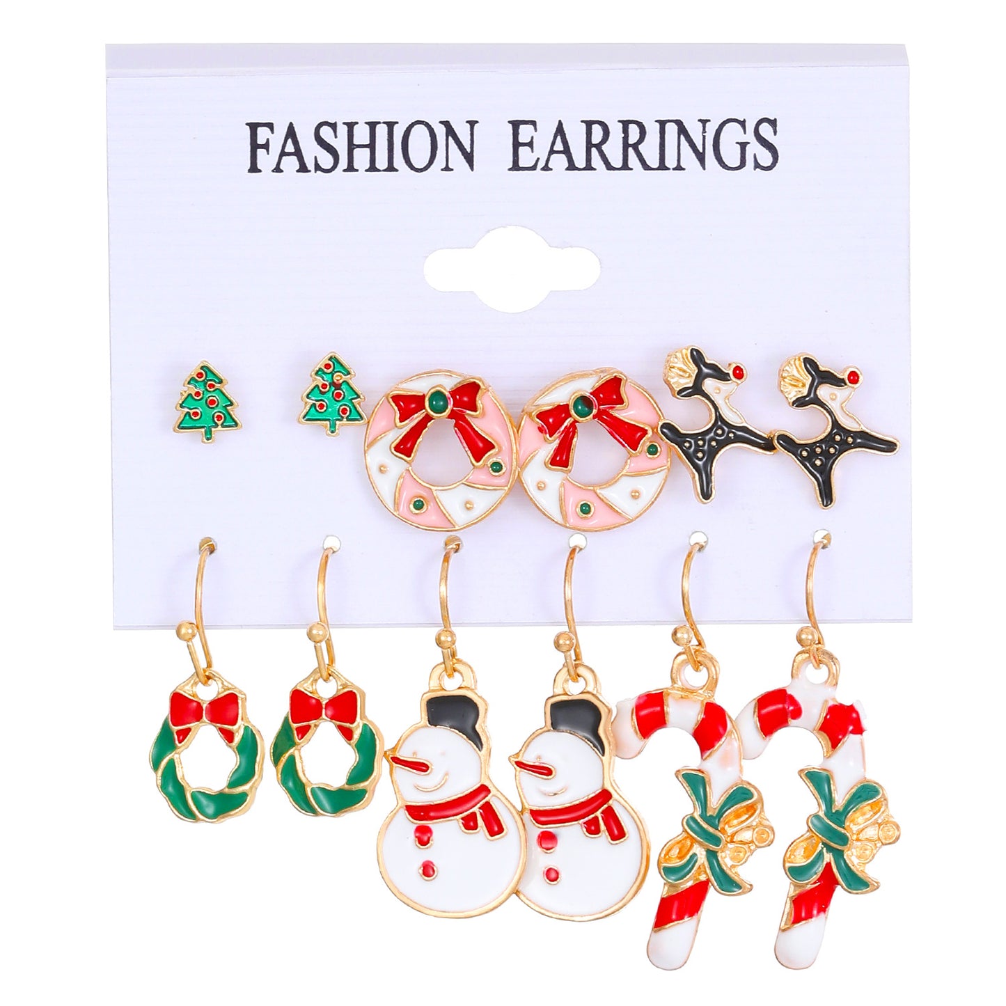 Women's Christmas Suit Drop Oil Jingling Bell Elk Tree Earings Earrings