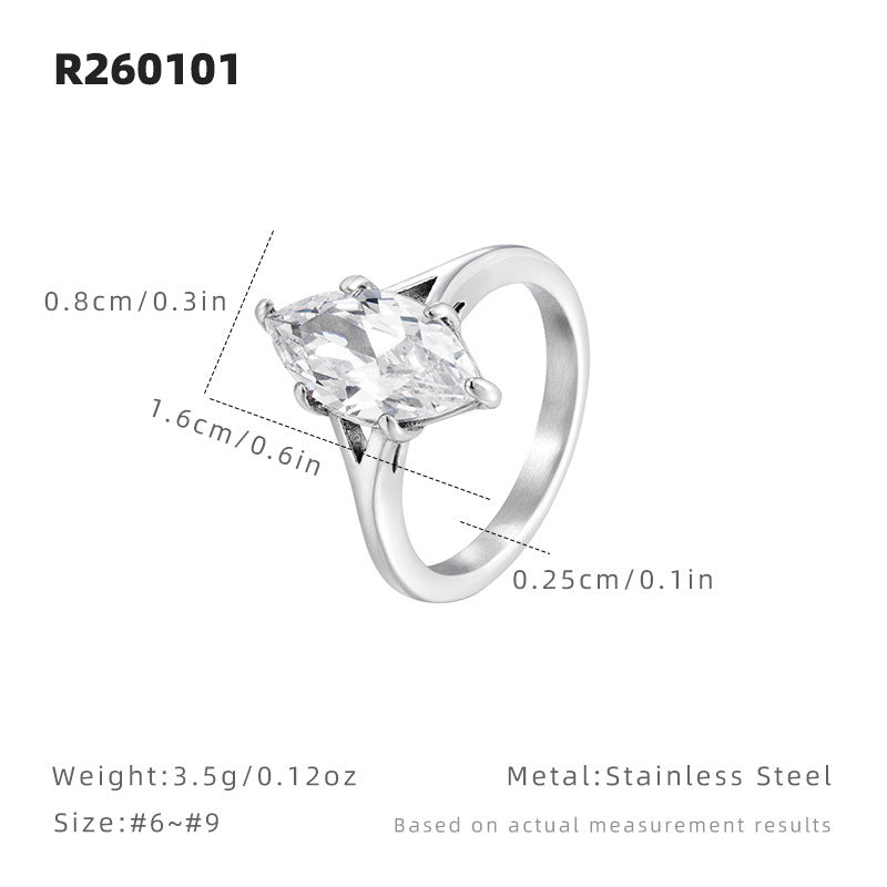 Light Luxury Horse Eye Diamond Female Exquisite High Sense Ring