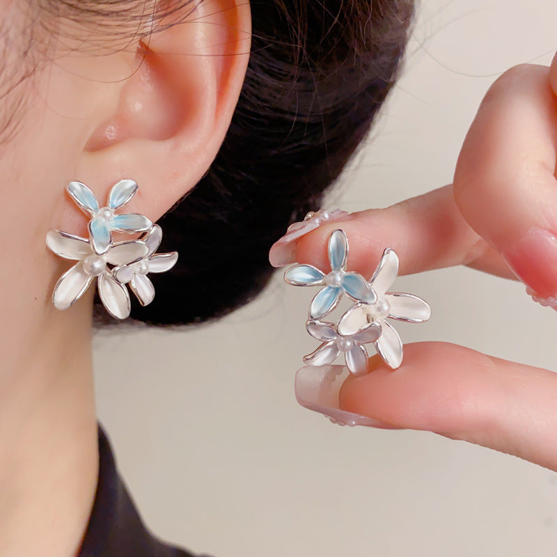 Women's Luxury Fashion Sweet Painted Thin Petal For Niche Personality Unique Earrings