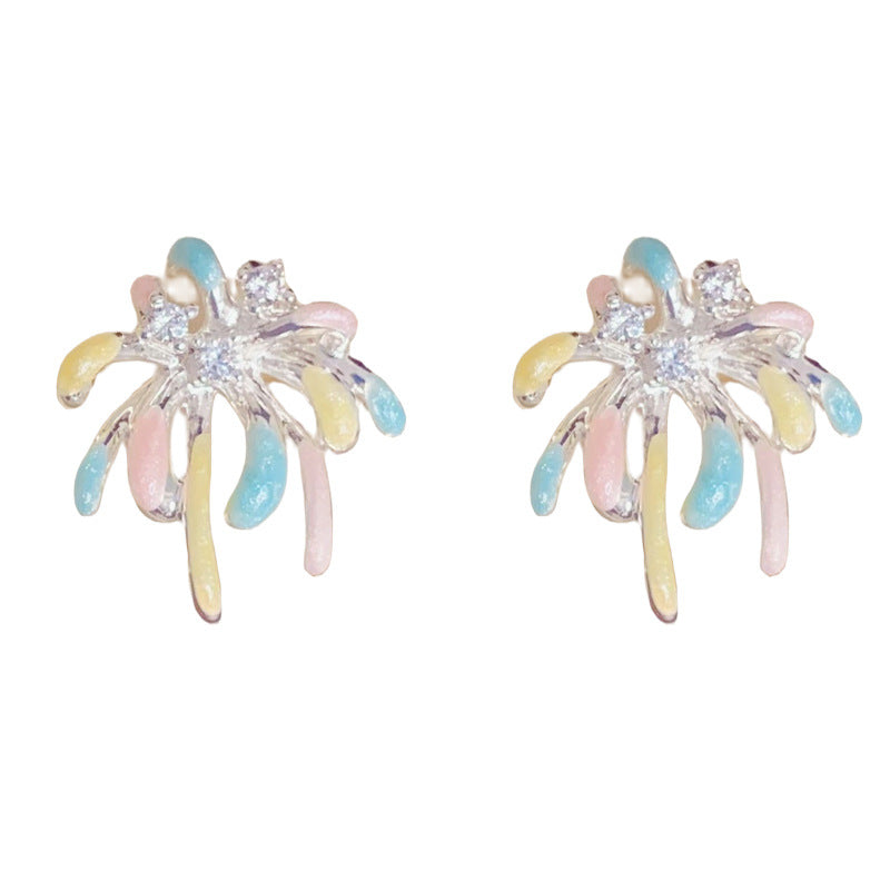 Thick Sier Drop Oil Bouquet Female Temperament Light Luxury Simple Earrings