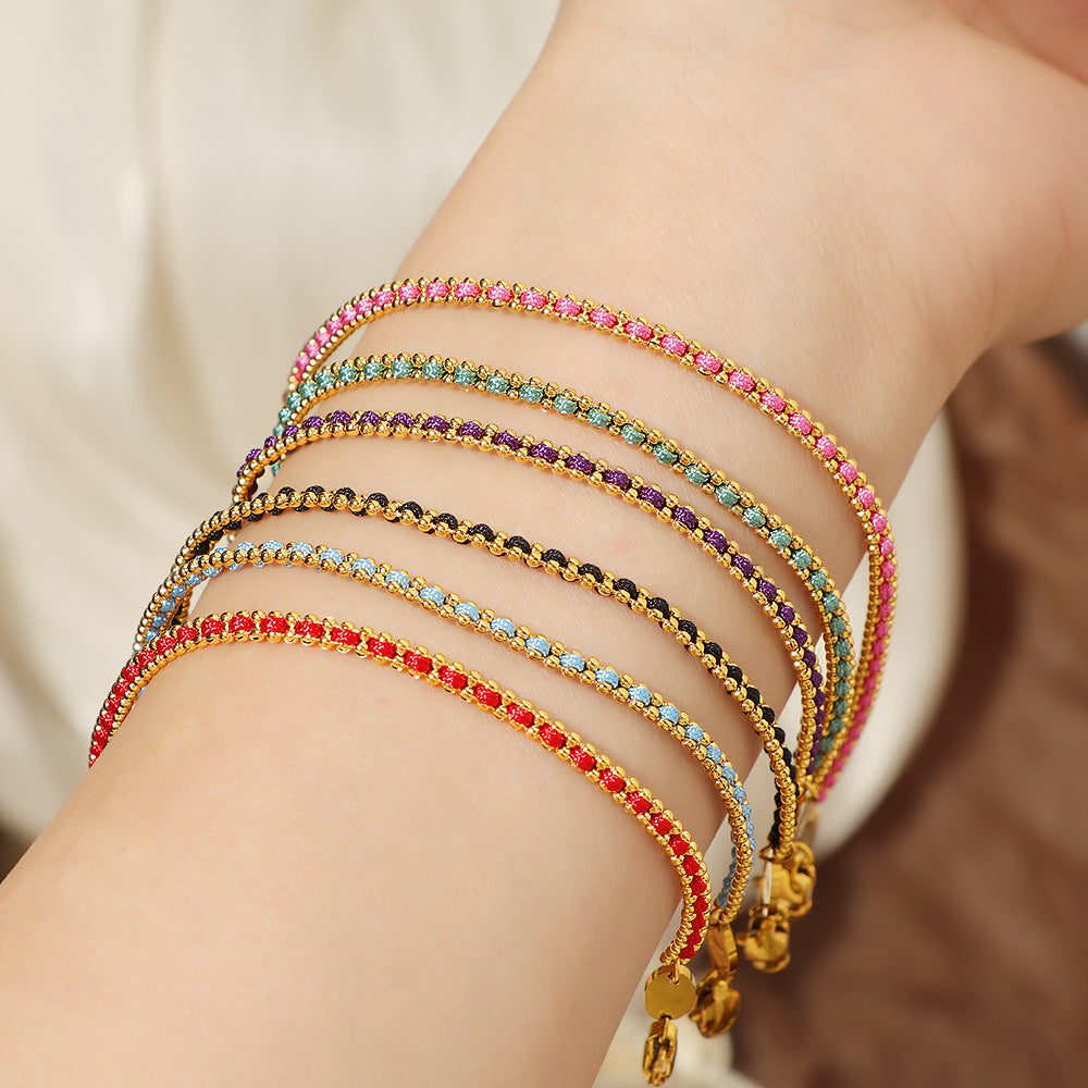 Round Beads Gold Woven High-grade Light Luxury Exquisite Red Bracelets