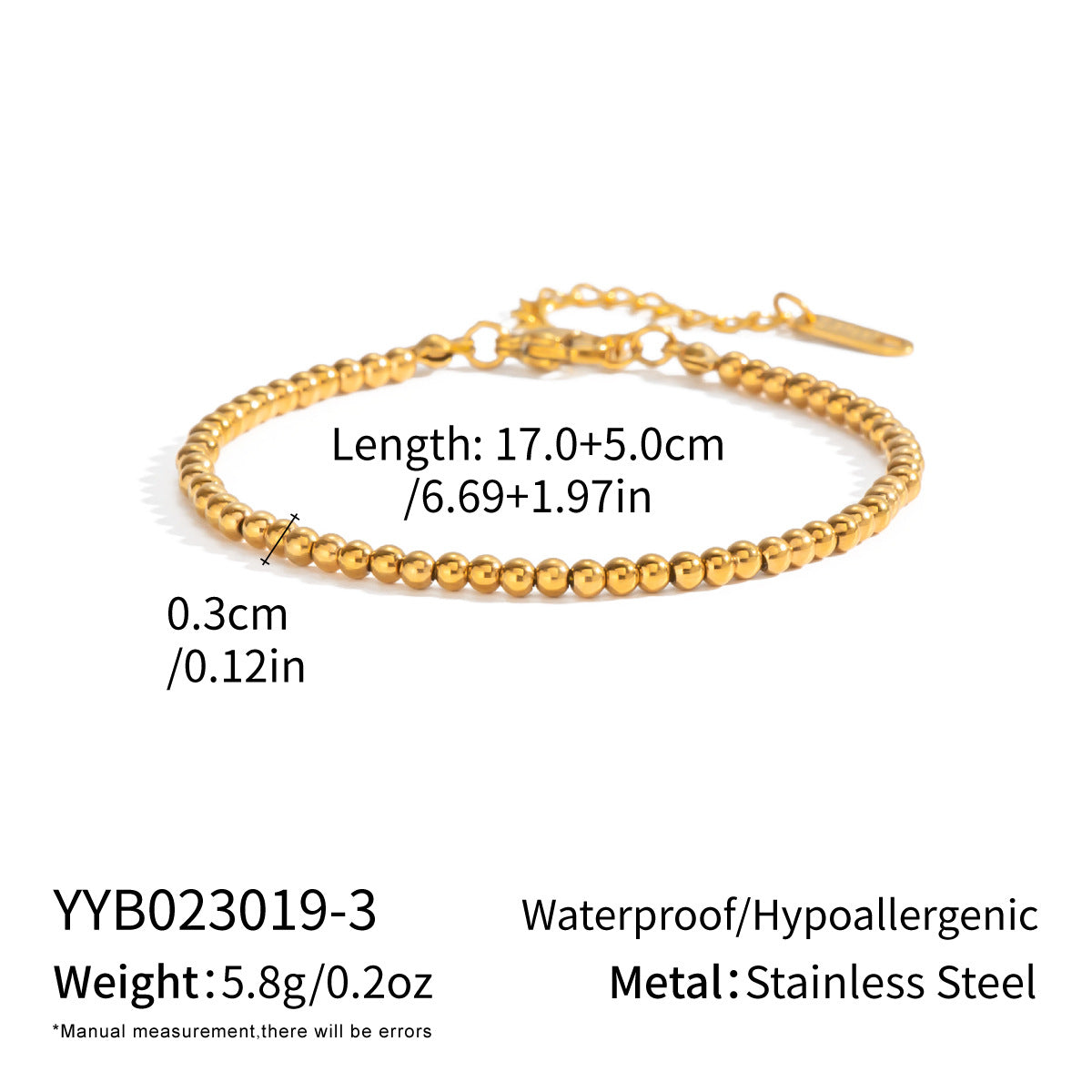 Simple Titanium Steel Gold-plated Ball Stainless Bracelet