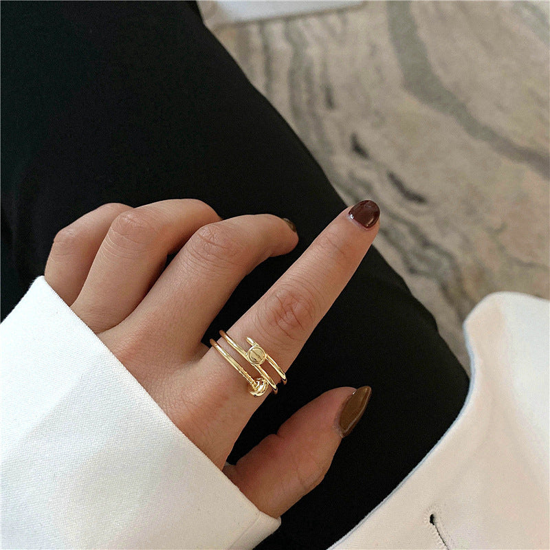 Women's Korean Retro Trendy Cold Open Minimalist Rings