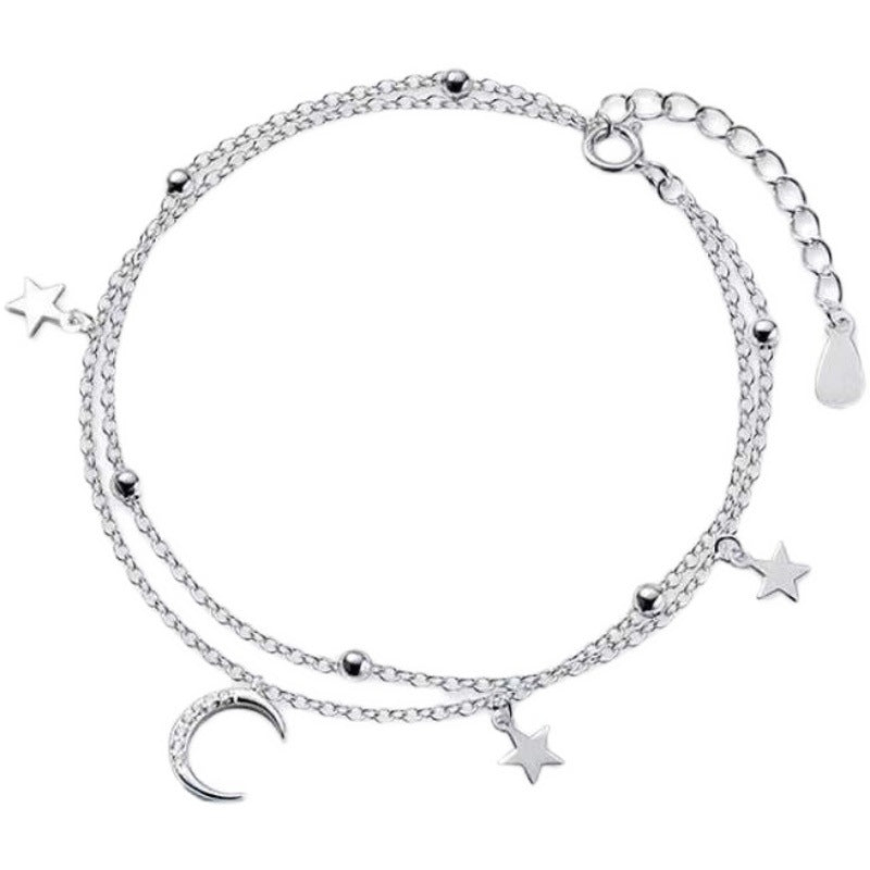 Women's Layer High-grade Ornament Sterling Sier Moon Sequined Bracelets