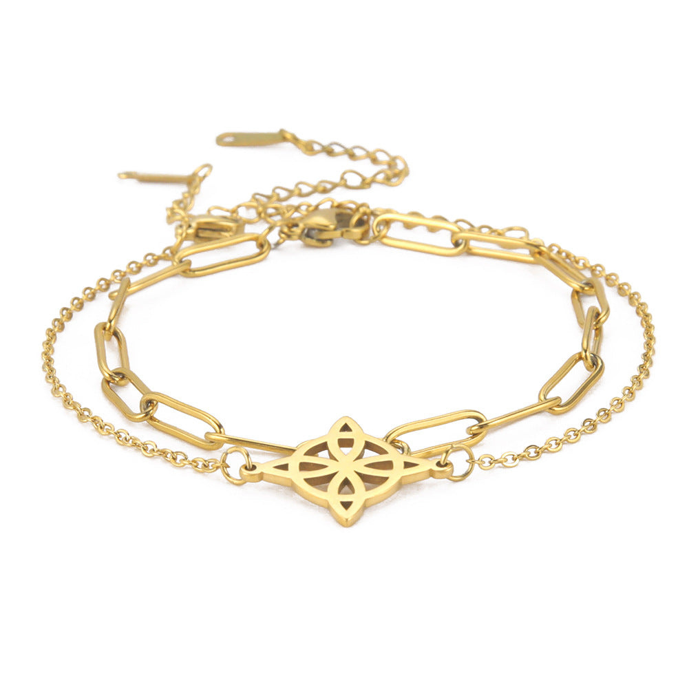 Style pendentif noeud de sorcière matériel bracelets en acier inoxydable