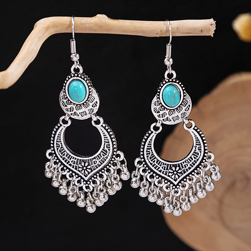 Tassel Turquoise Retro Minority Ethnic Style Earrings