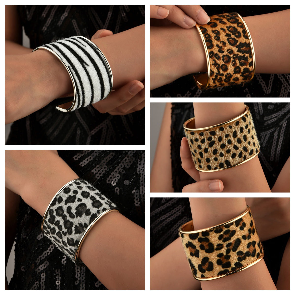 Leopard Print Bangle Exaggerated Open Personalized Fashion Bracelet