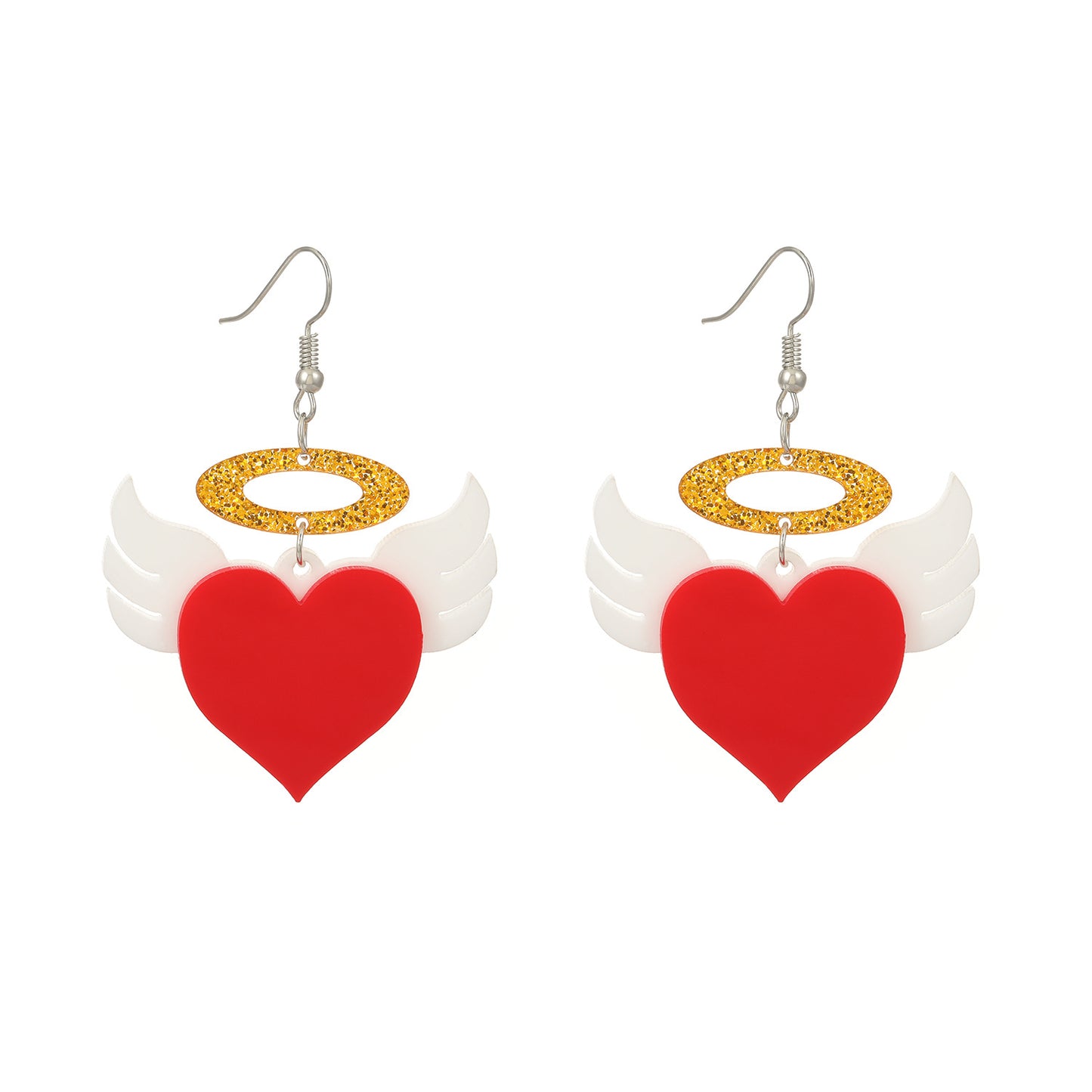 Boucles d'oreilles acryliques ailes de ciel d'amour pour la Saint-Valentin pour femmes