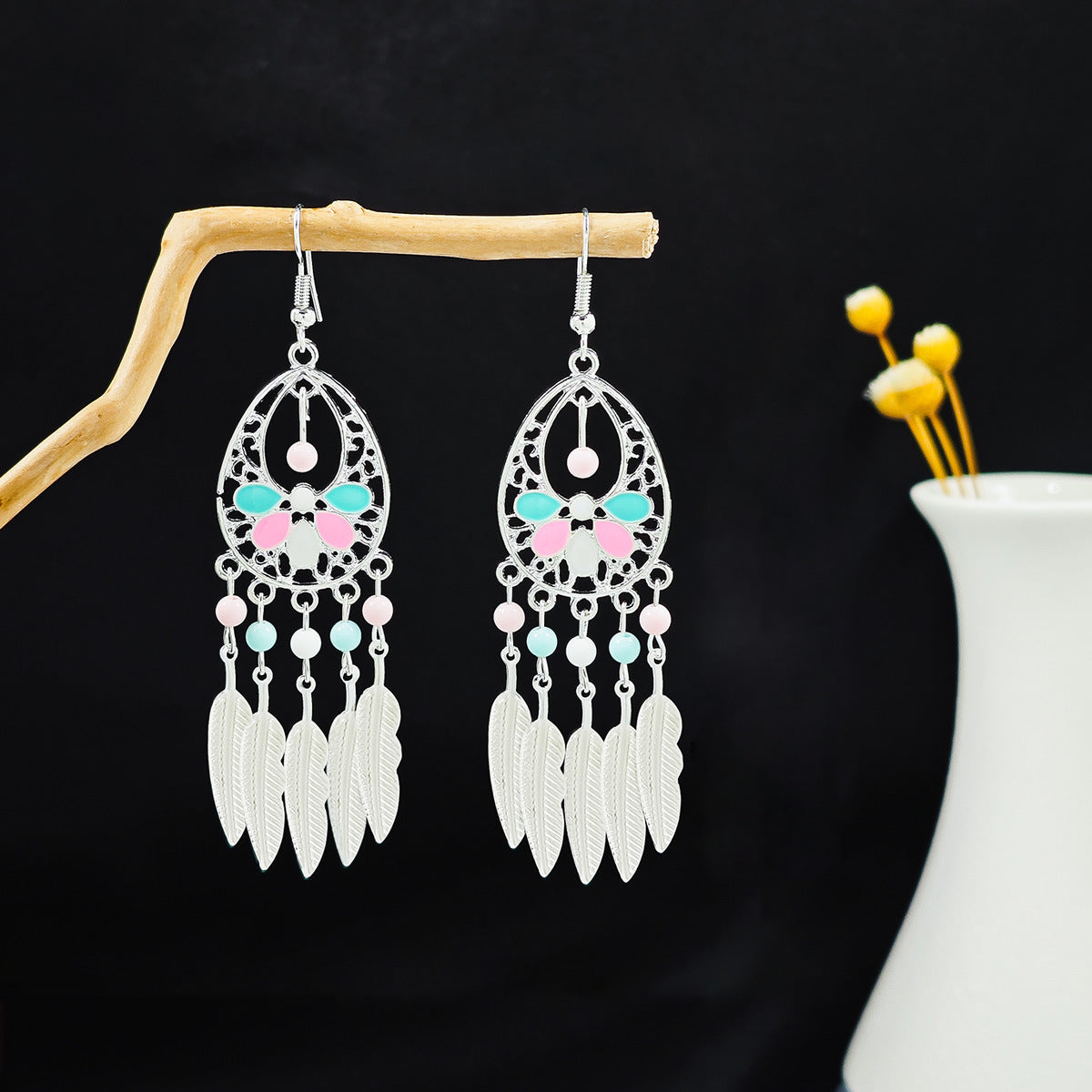 Geometric Round Ethnic Bohemian Retro Tourist Attractions Long Earrings