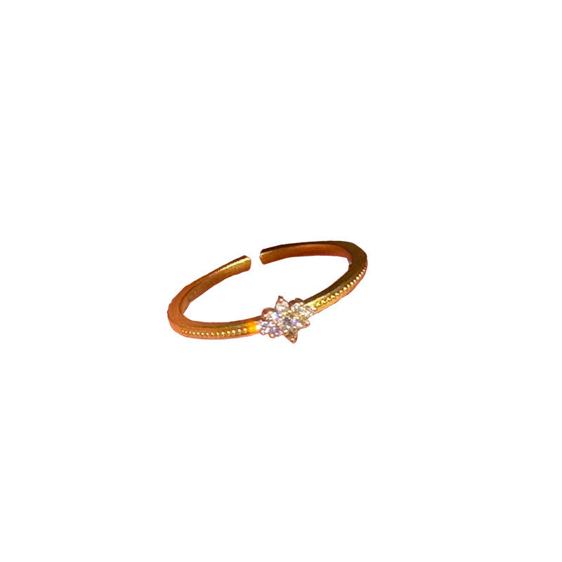 Women's Flower For Fashion Index Finger Light Luxury Shiny Zircon Advanced Ring