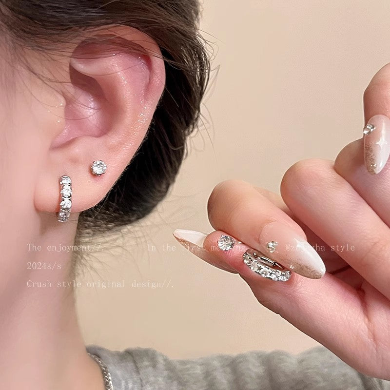 Women's Double Ear Circle Simple Light Luxury High-grade Summer Stud Earrings