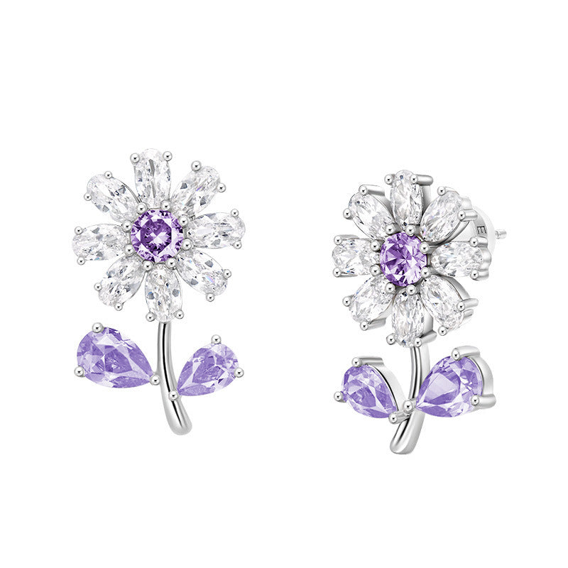 Boucles d'oreilles Flash Little Daisy en diamant à haute teneur en carbone