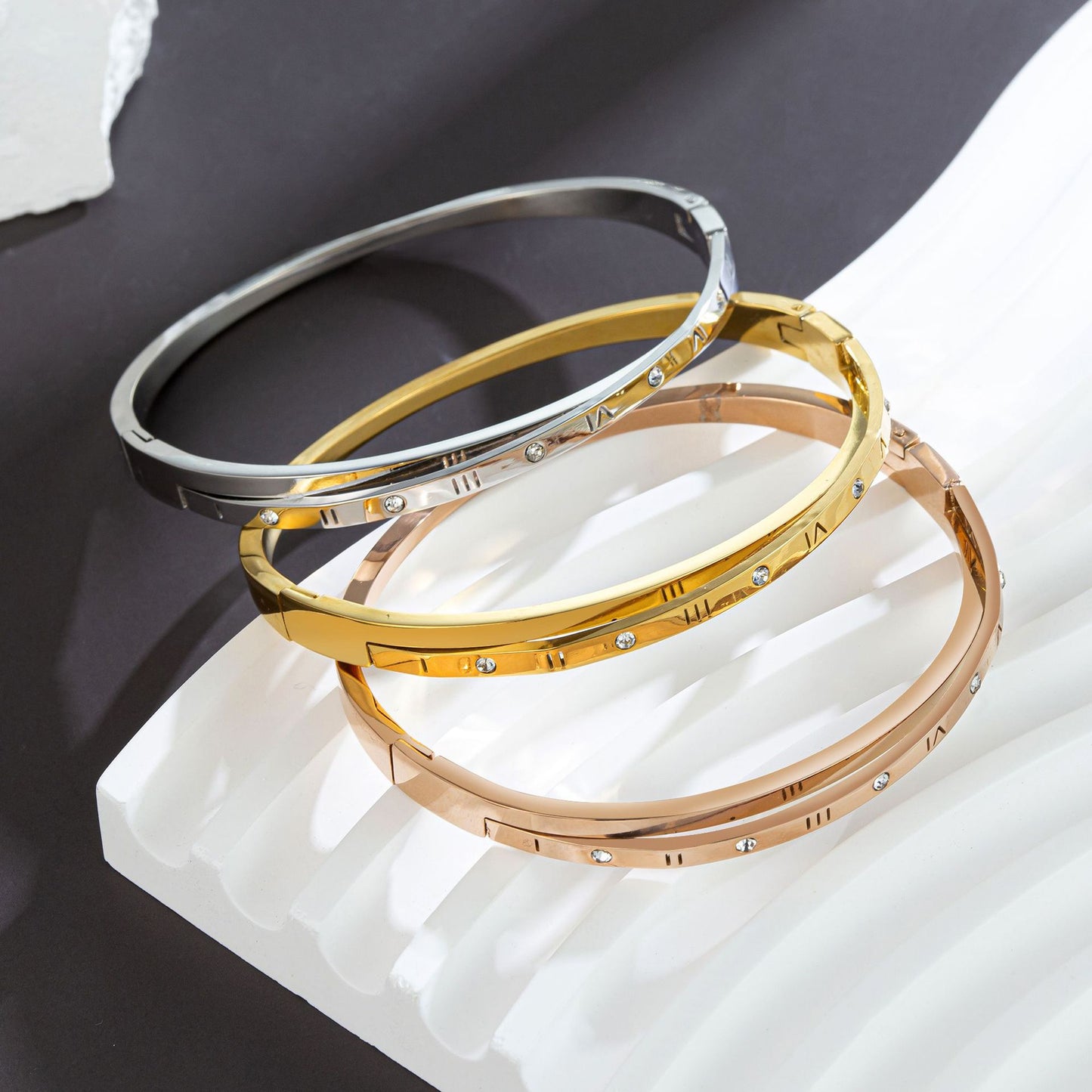 Women's Fashion Cross Titanium Steel Roman Digital Accessory Bracelets