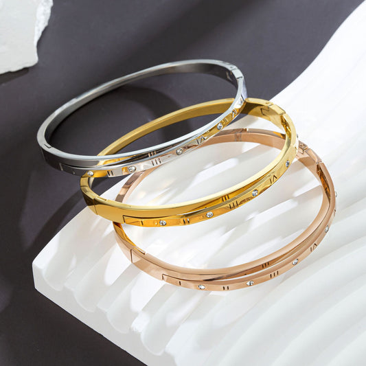 Women's Fashion Cross Titanium Steel Roman Digital Accessory Bracelets