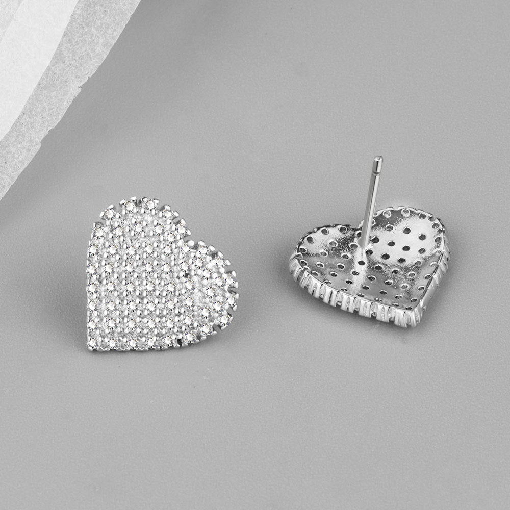 Fashion Micro Inlay Love Heart Design Earrings