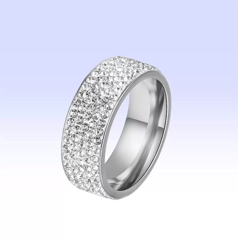 Half Diamond Starry Sky Light Luxury Simple Titanium Rings