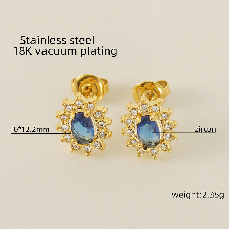 Women's Titanium Steel Zircon Stainless Square High-grade Earrings