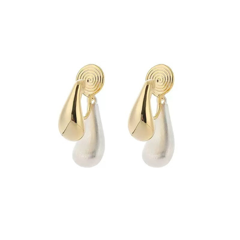 Sense Two-color Water Drop Mosquito Coil Sier Needle Front Rear Ear Clip