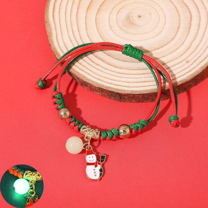 Bracelets de père Noël populaires tissés pour femmes, lumineux, de noël