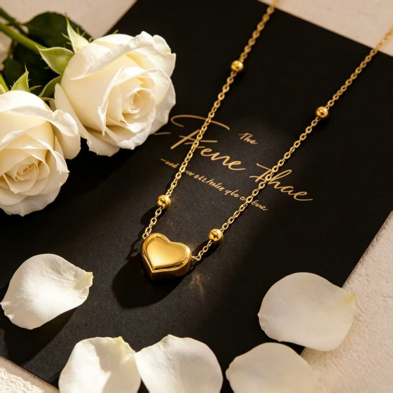 Simple Cool Heart Clavicle Chain Titanium Steel Thin Advanced Lightly Jewelry Set