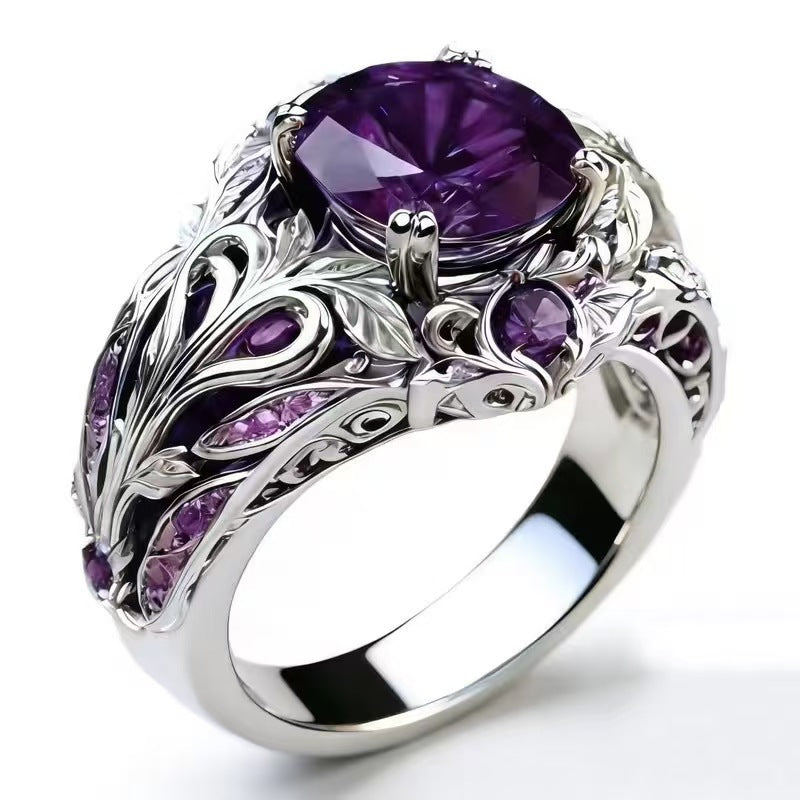 Elegant Vintage Inlaid Sapphire Simple Personality Ring