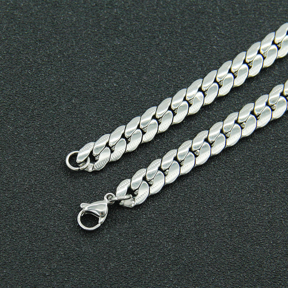 Women's & Men's & Glossy Titanium Steel Cuban Link Chain Cold Wind Bracelets