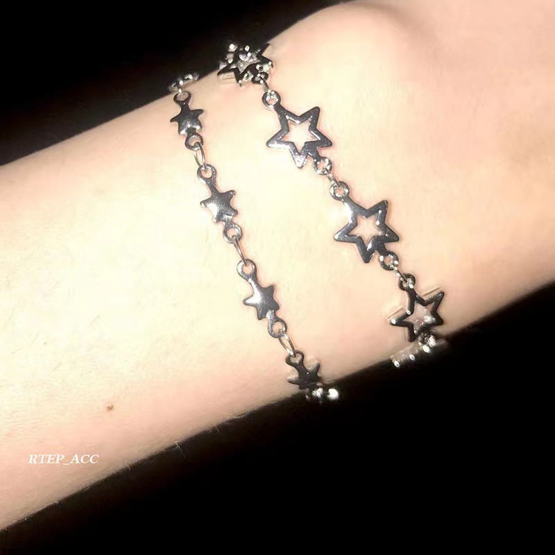 Star Chain Hot Electroplating Hollow Pentagram Fashionable Twin Bracelet