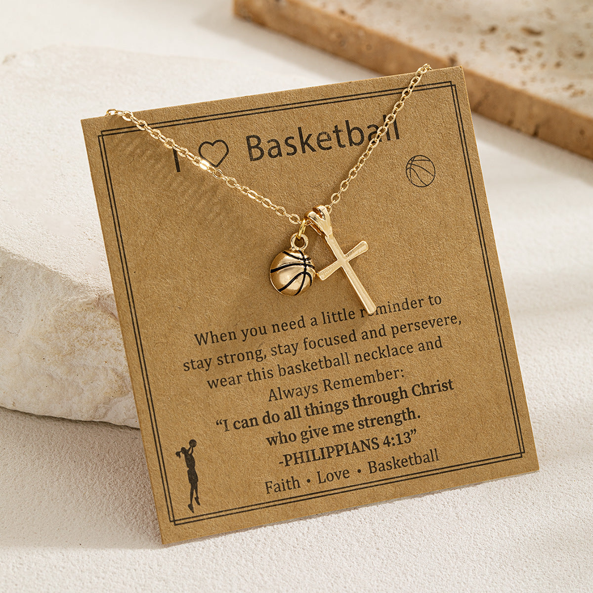 Sports Style Card Alloy Love Cross Basketball Necklaces