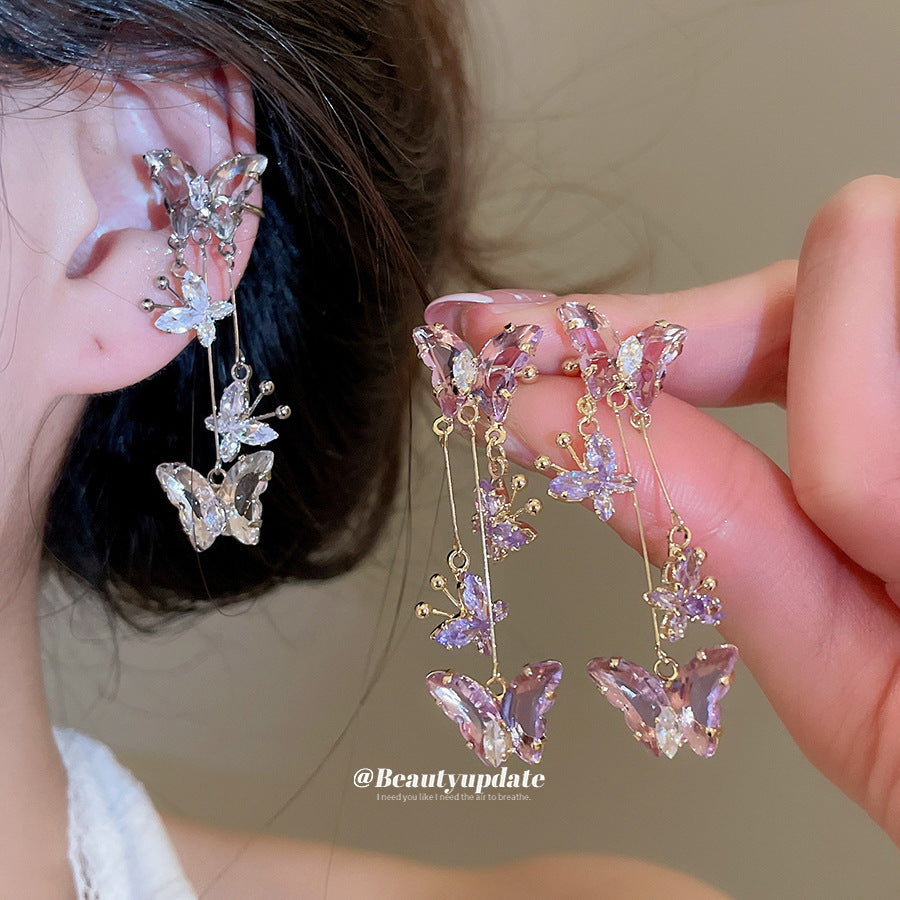 Super Fairy Zircon Butterfly Elegant Cold Feeling Light Luxury Ear Clip