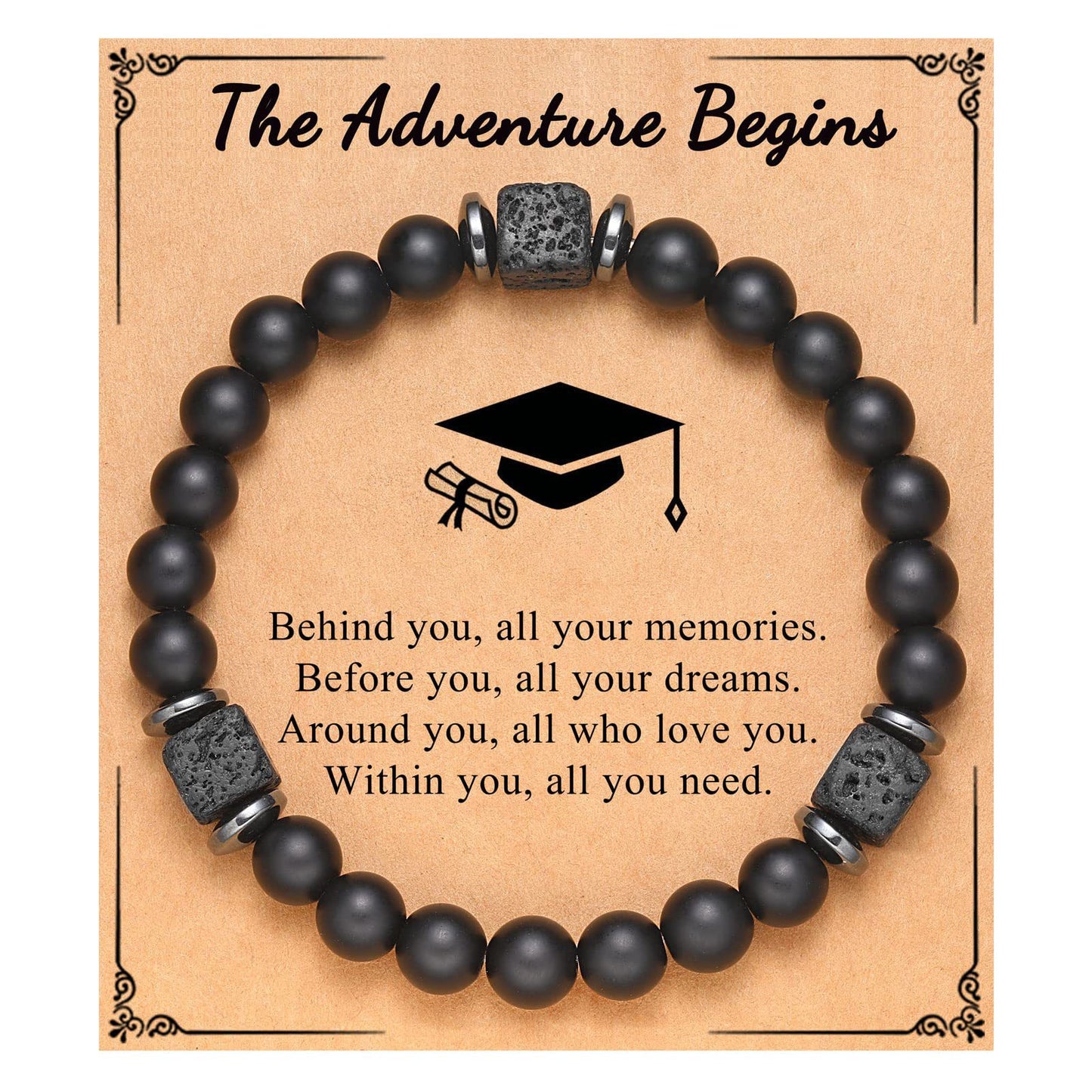 Frosted Square Volcanic Stone Father's Day Bracelets