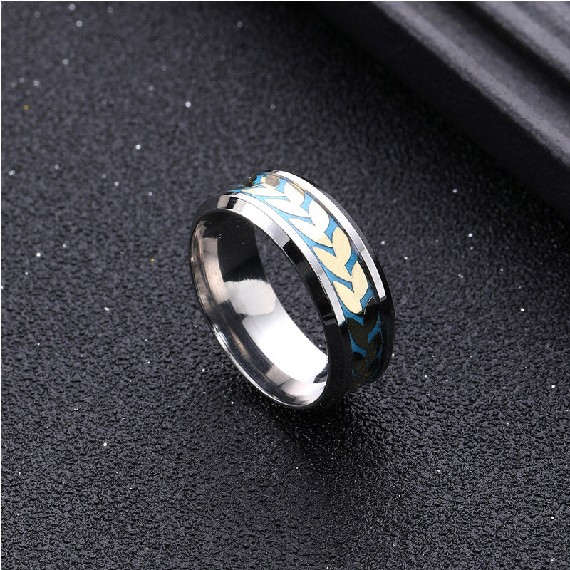 Leaves Honeycomb Titanium Steel Design Stainless Rings