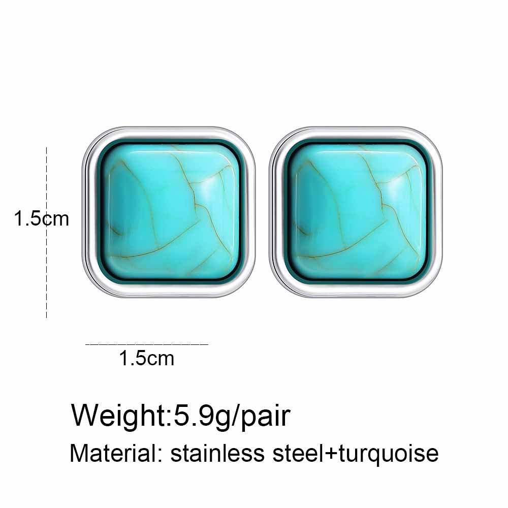 Steel Peach Heart Alloy Retro Turquoise Stud Earrings