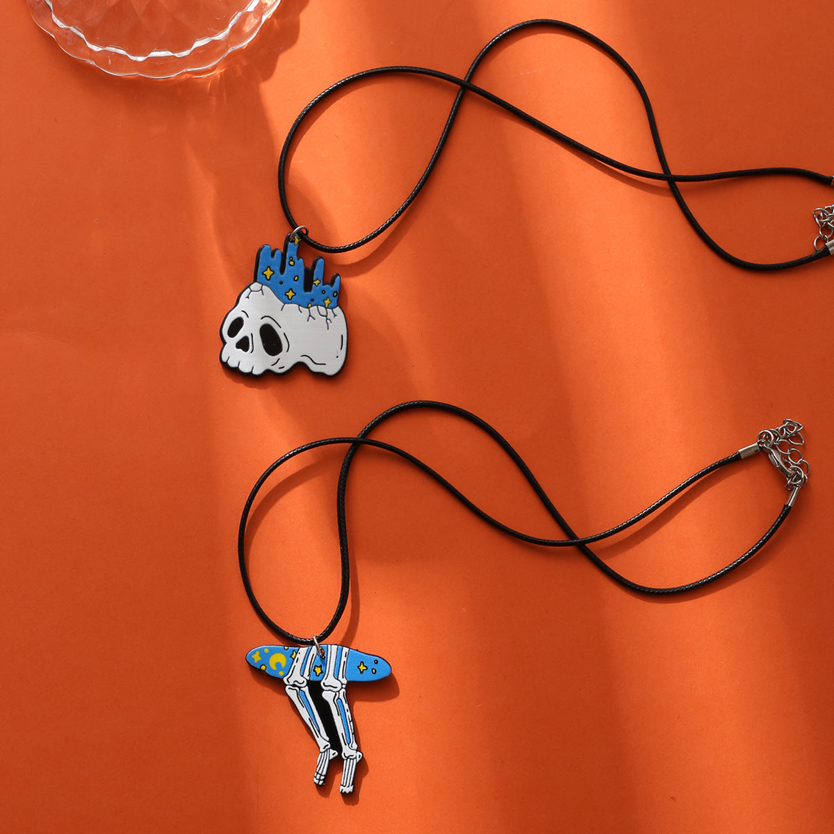 Starry Sky Skull Mushroom Halloween Cartoon Necklaces