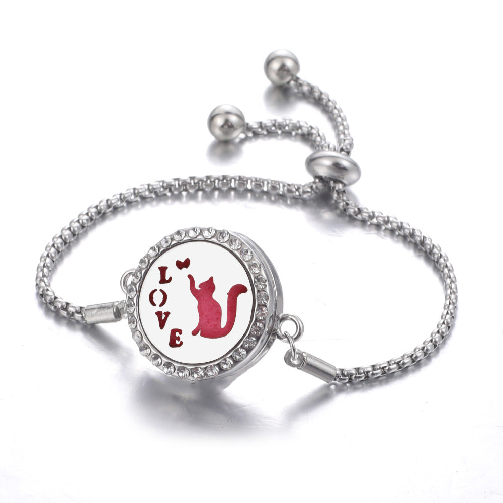 Steel Hollow Oil Lucky Tree Open Box Bracelet